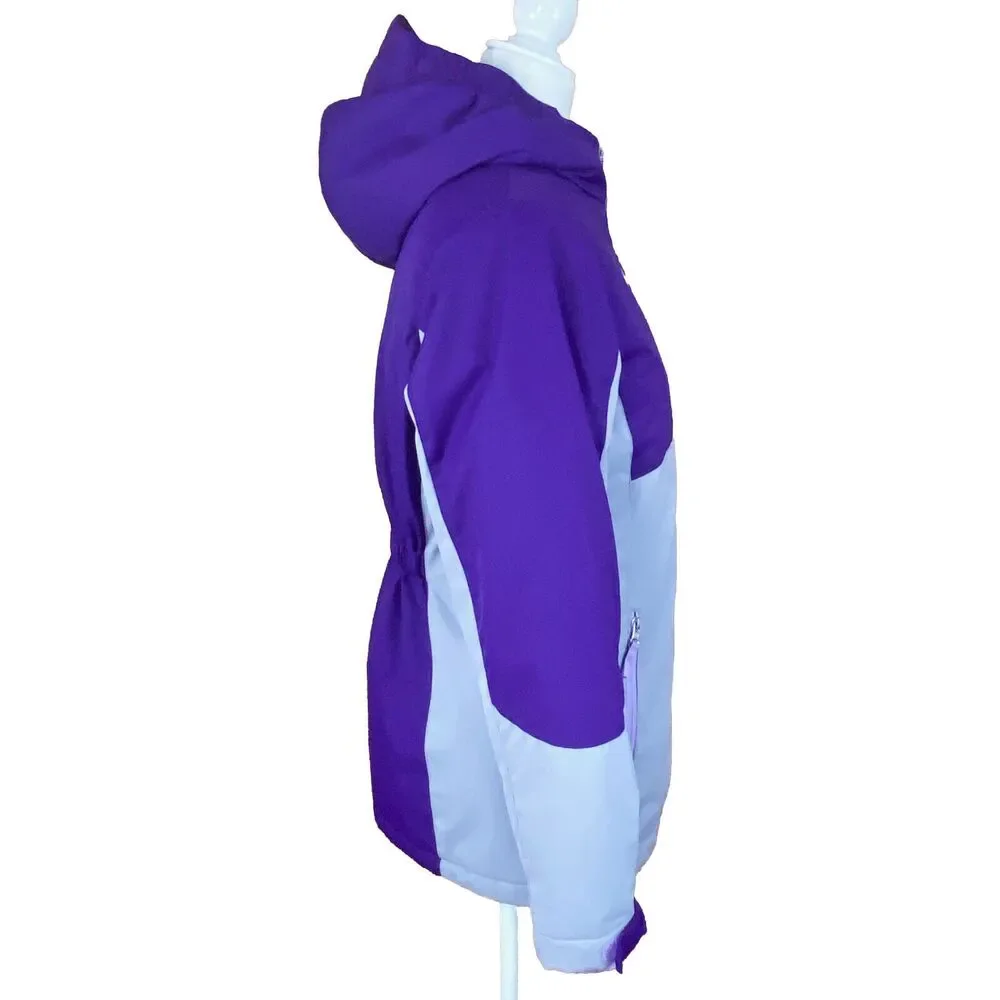Lands' End Girls 3-in-1 Stormer Parka Size XL (16) Purple Gray Hood Fleece Lined